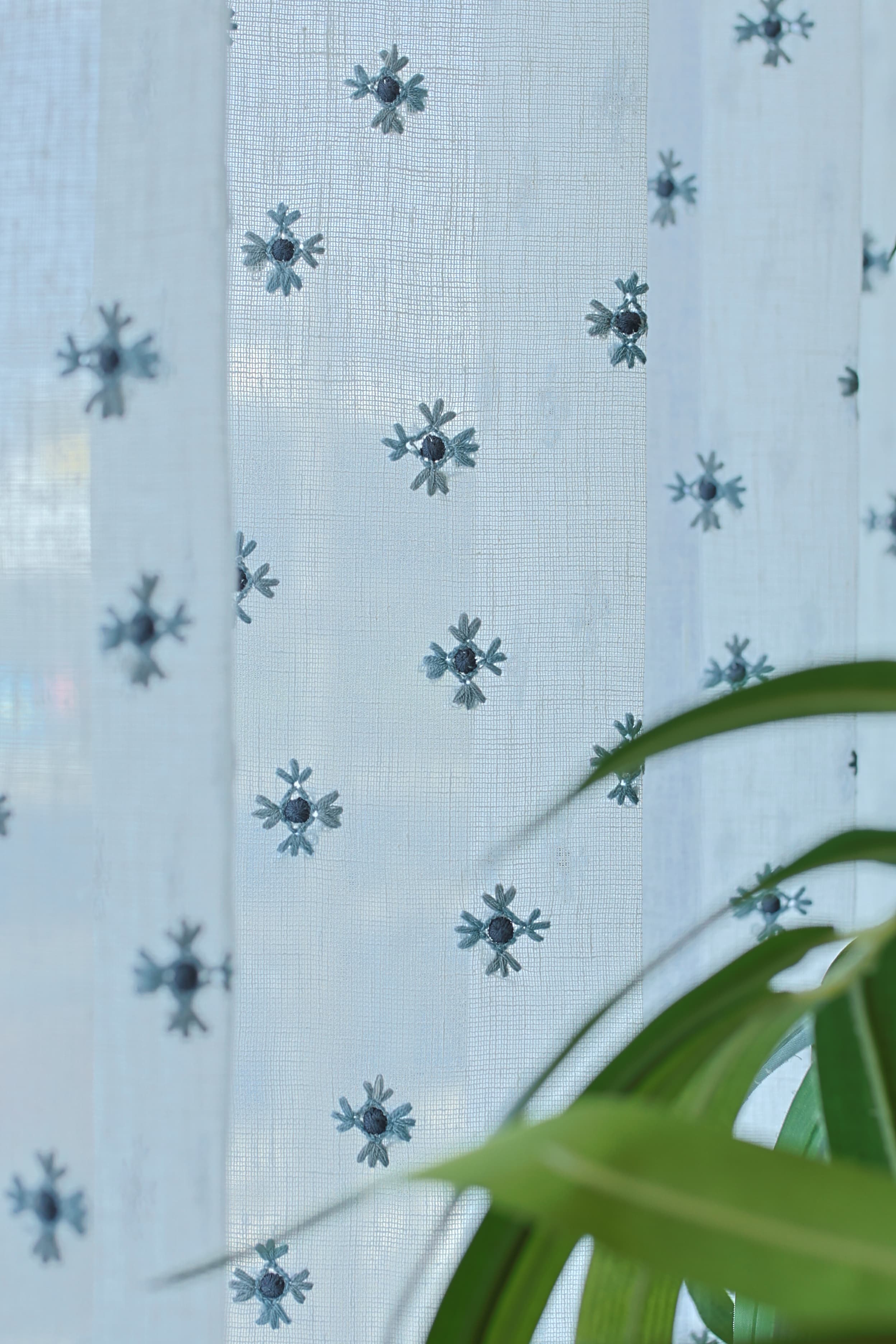 Curtains - Chandubi Premium Embroidery sheer curtains blue shade