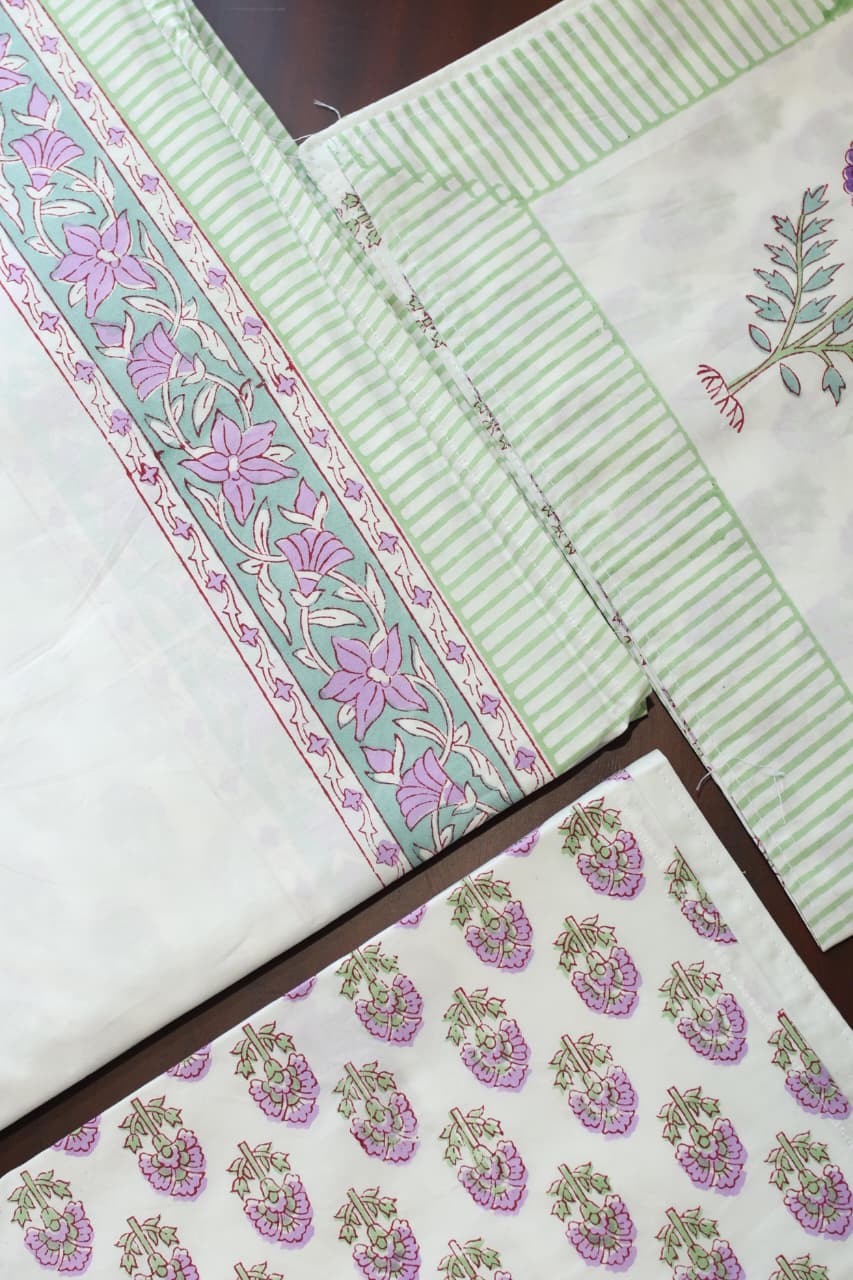 Bedsheets - King Percale cotton handblock print bedsheets
