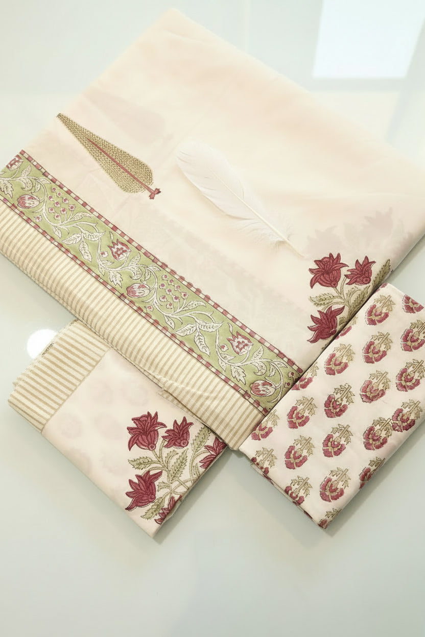 Bedsheets - King Percale cotton handblock bedsheets