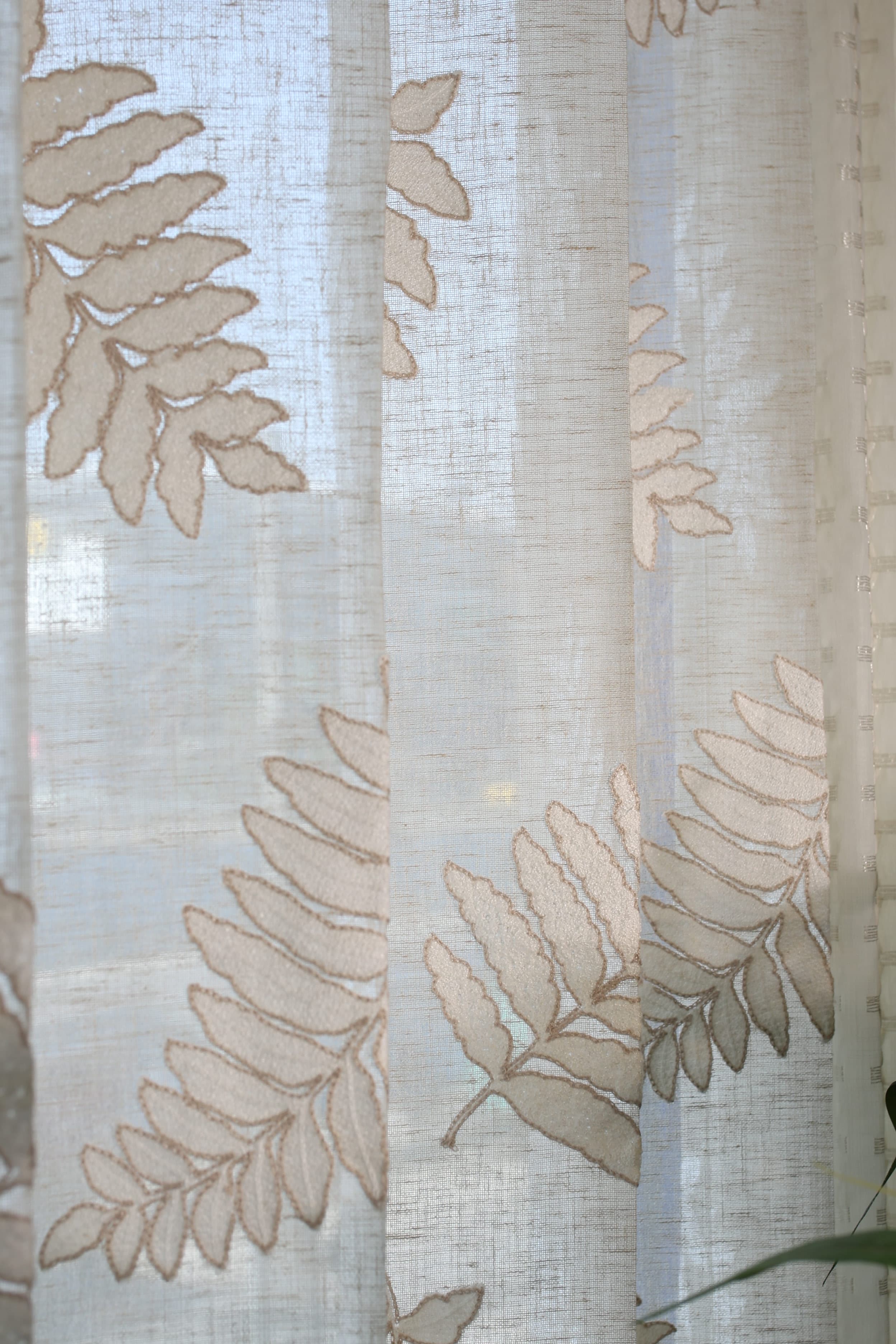 Curtains - Applique Cream Premium Embroidery sheer curtains meher prebooking