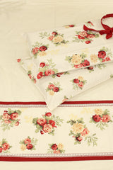Bedsheets - Queen Premium check floral embroidery  bedsheet Xmas theme edition