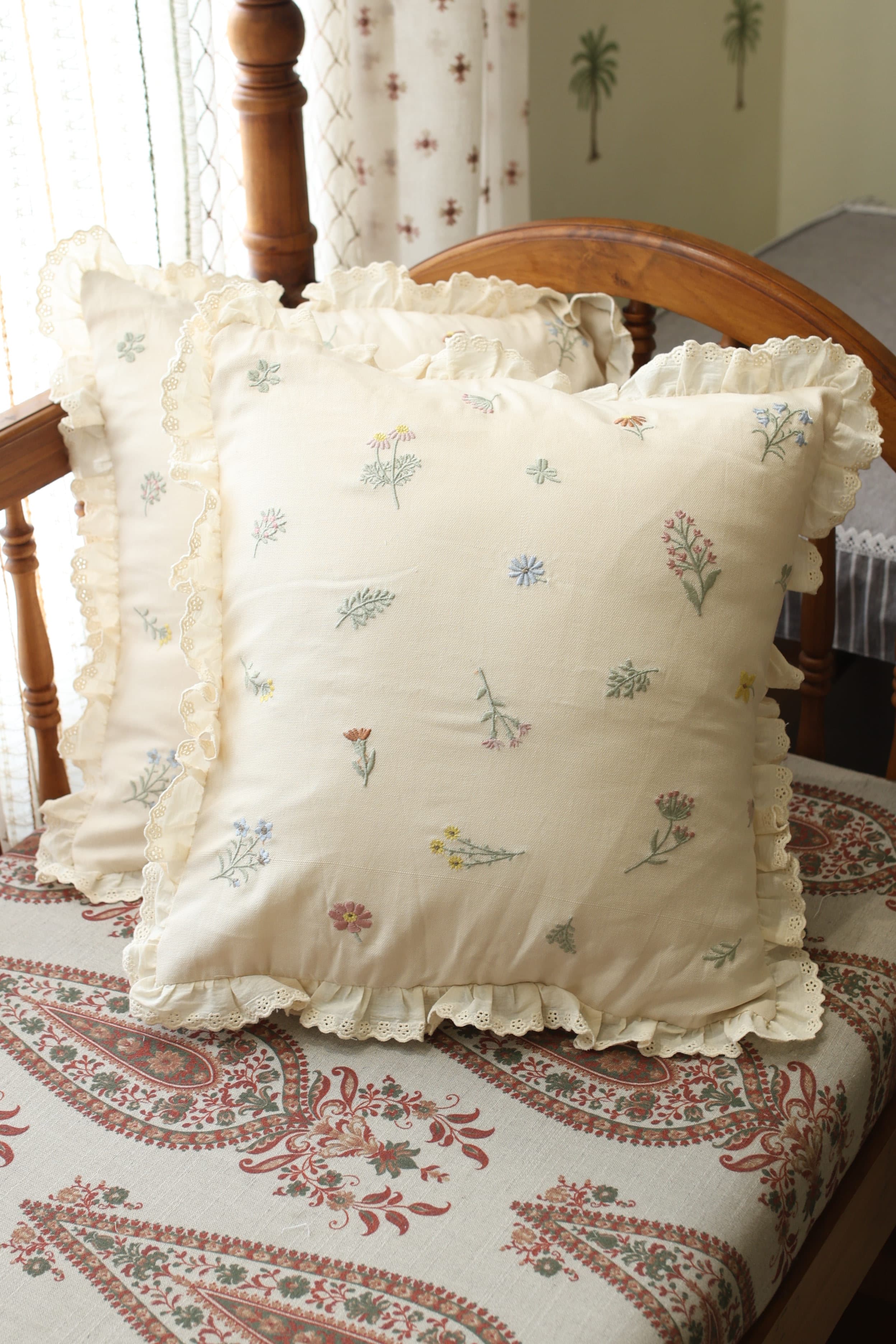 Cushion covers - Ivory Petals  16*16 inches