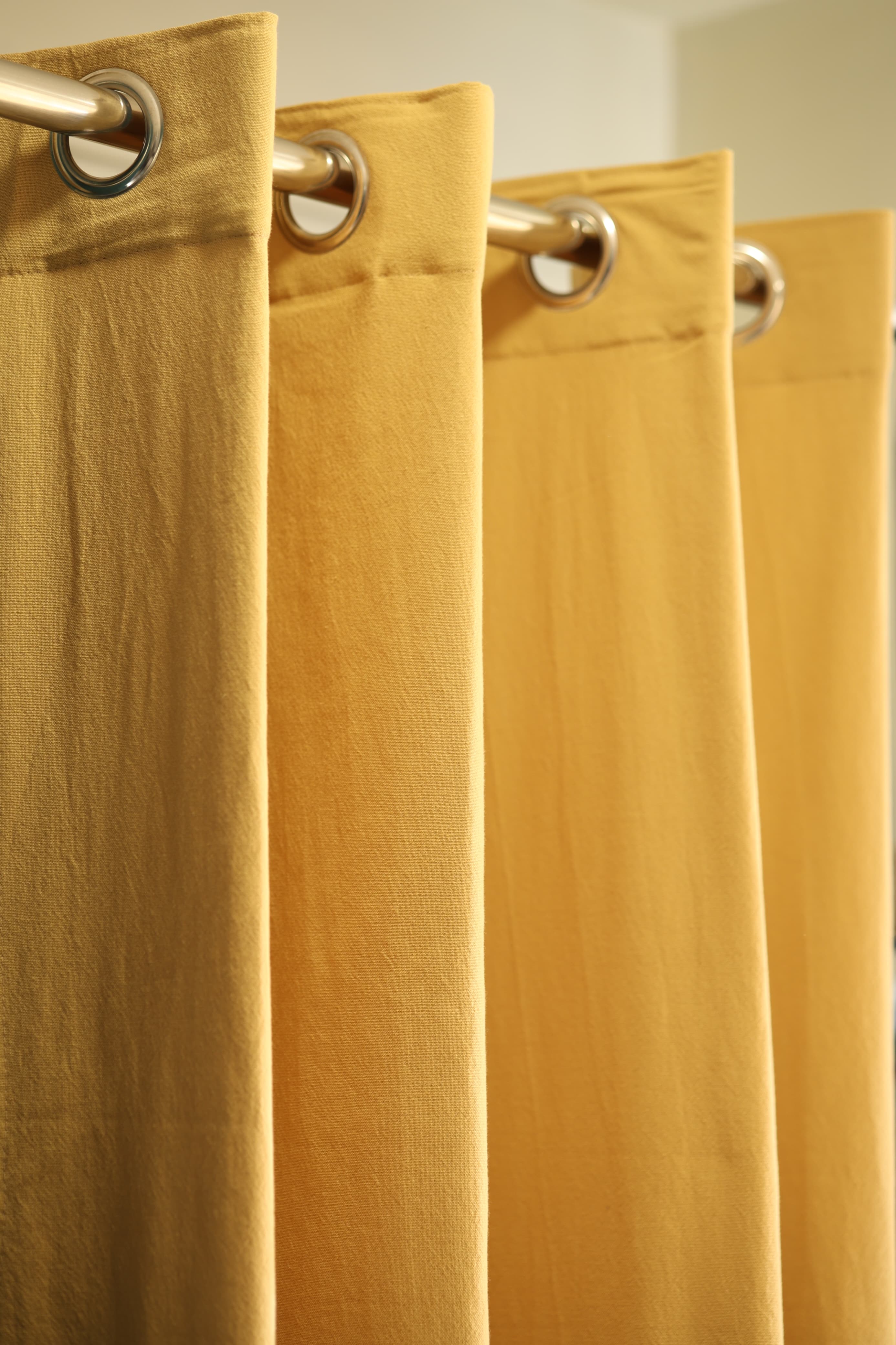 Curtain - Opaque solid plain cotton curtain : Yellow