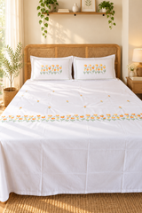King Size Premium Machine Embroidery Bedsheet Set with 2 Pillow Covers (108x108)