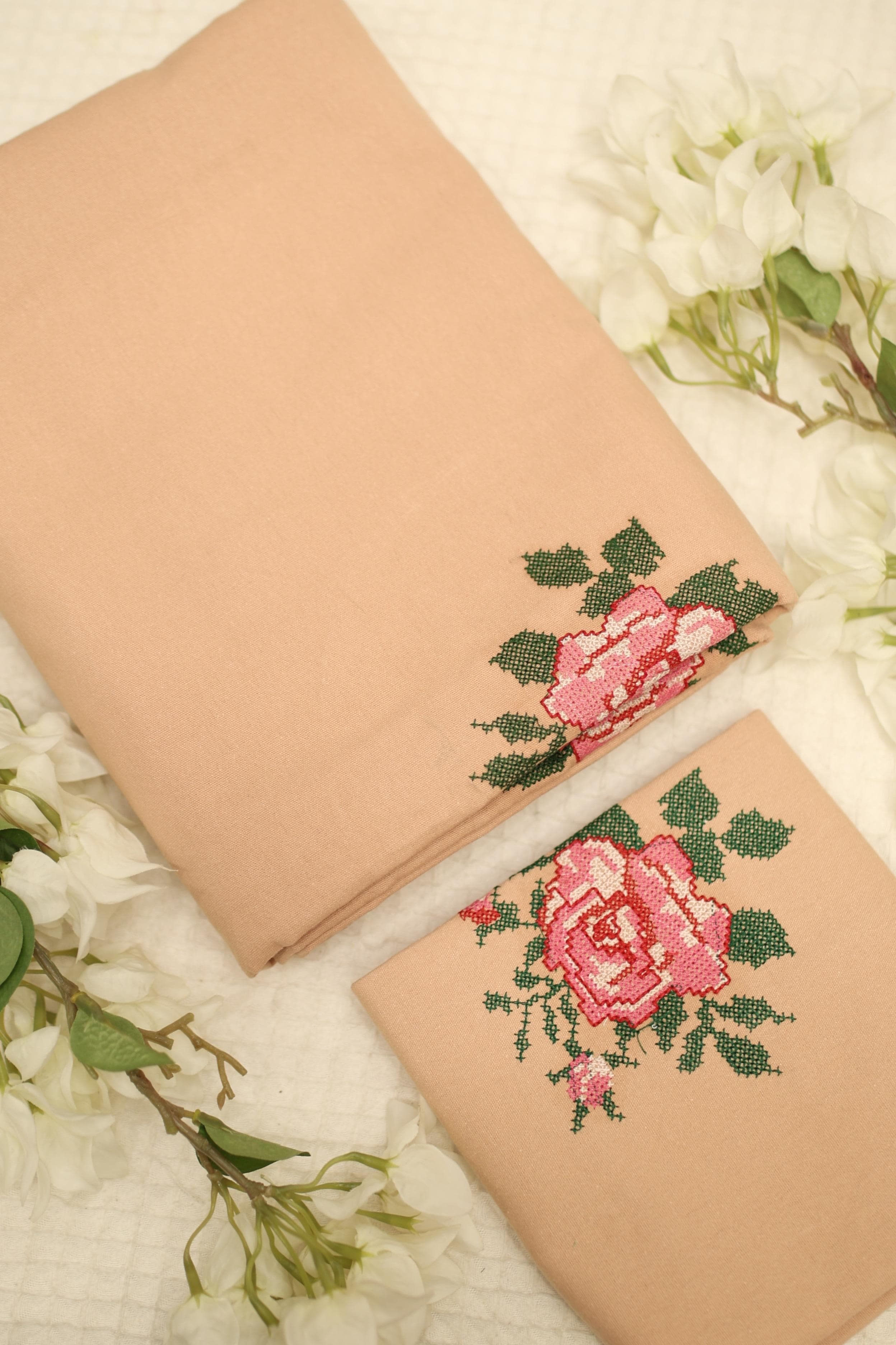 Bedsheets - Single Cross stitch embroidered bedsheets