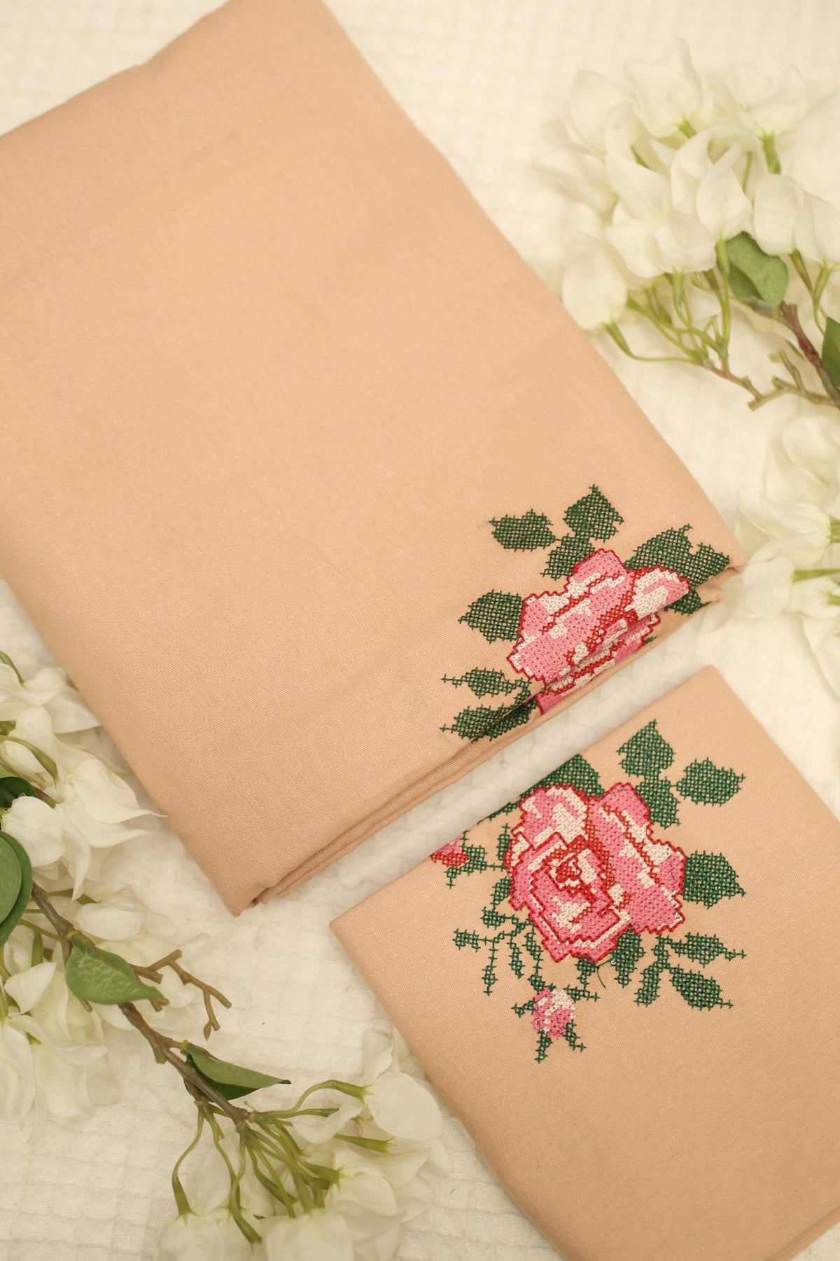 Bedsheets - Single Cross stitch embroidered bedsheets