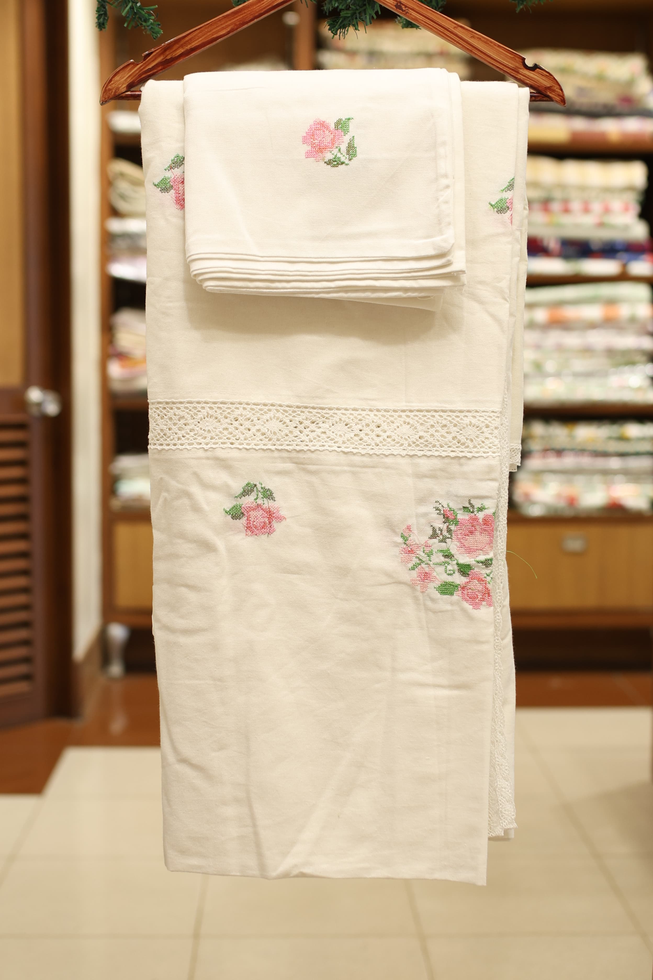 Bedsheets- Queen  premium cross stitch embroidery bedsheets