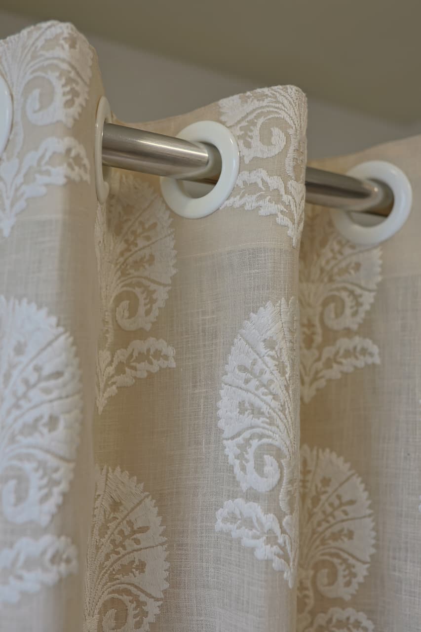 Curtains - Premium embroidery designer curtains semi Transparent/sheer vedic prebooking