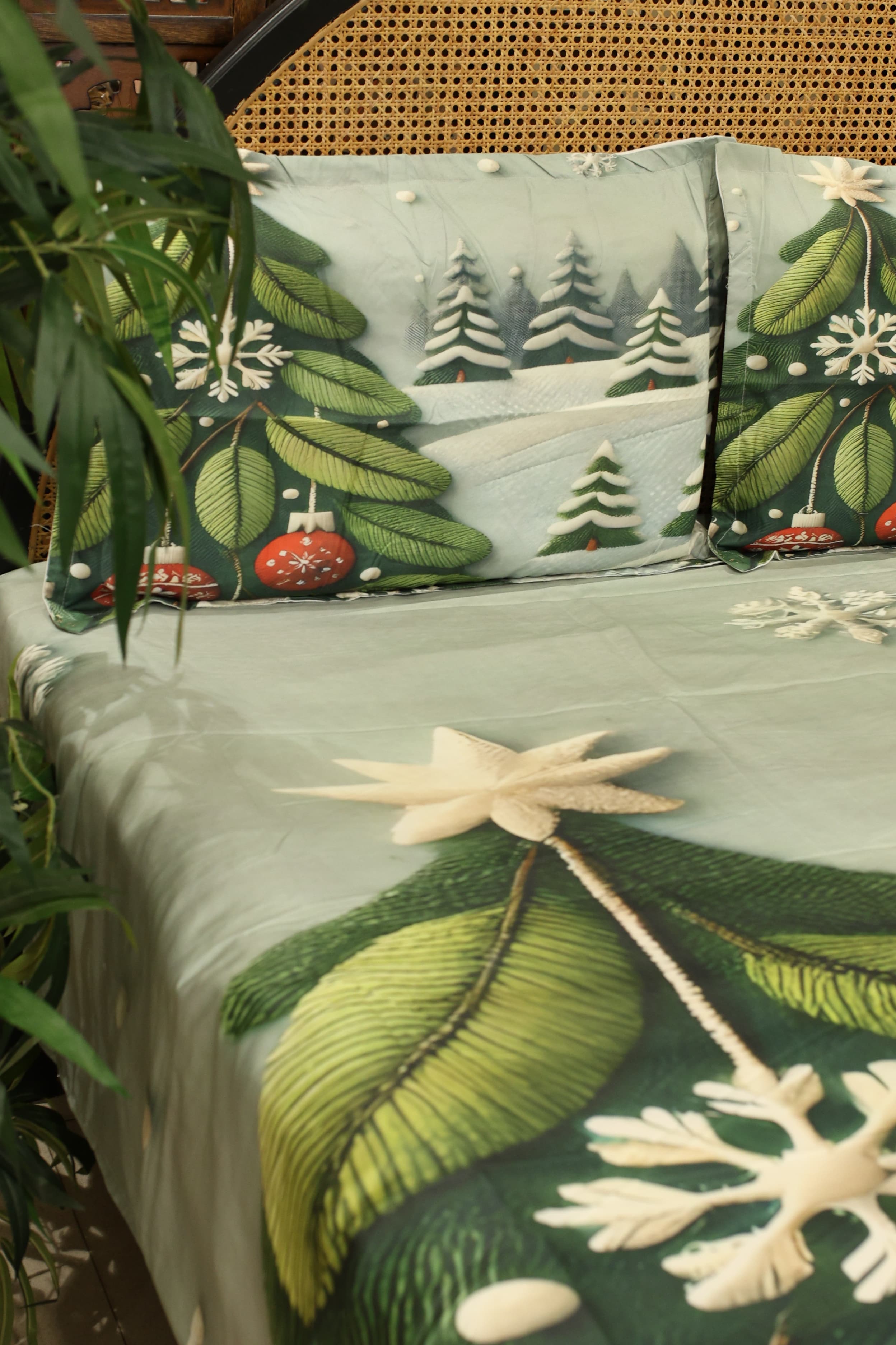 Christmas 7D Panel Print King Size Bedsheet Set - Xmas edition