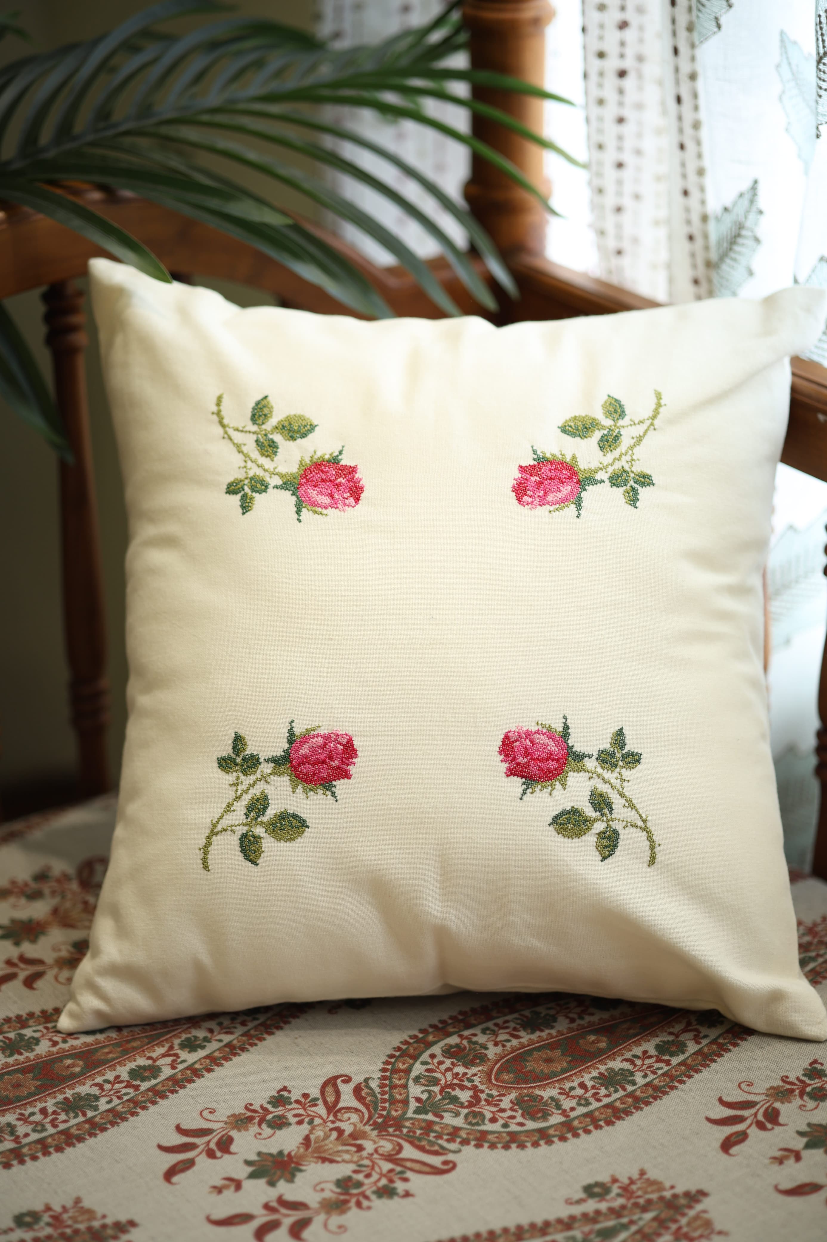 Cushion covers - 16*16 inches cross stitch embroidery
