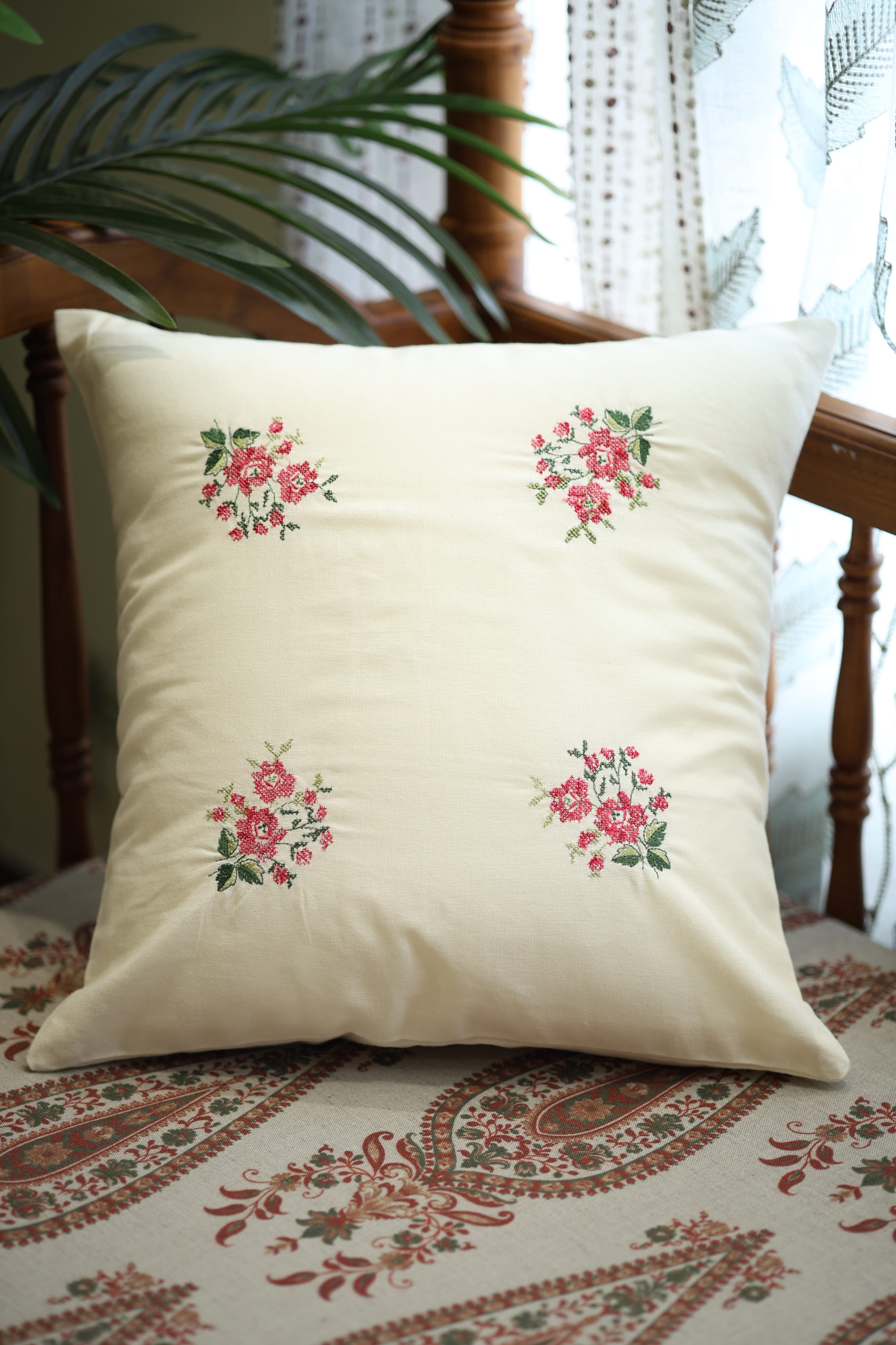 Cushion covers - 16*16 inches cross stitch embroidery