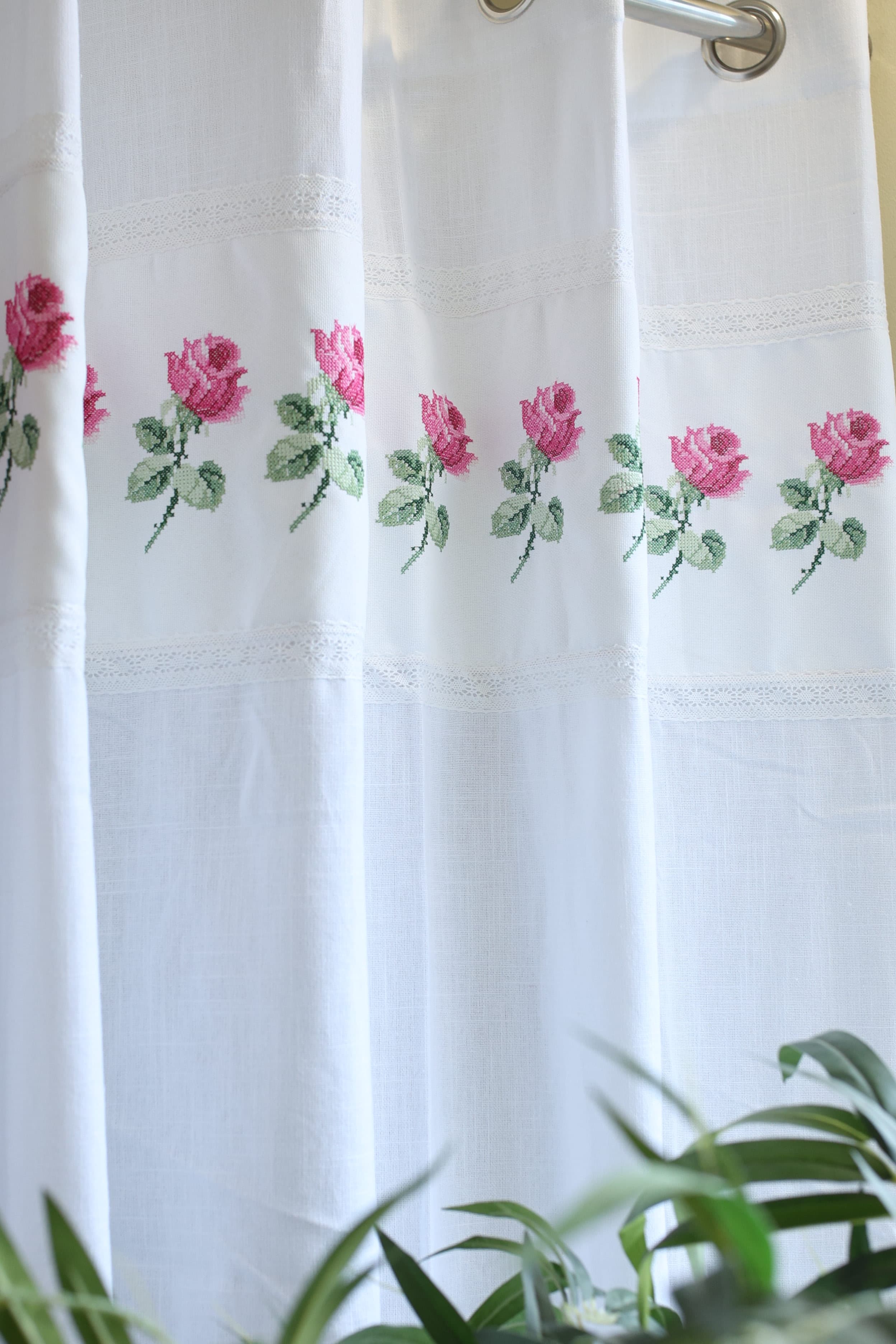 Curtains - Premium Cross Stitch Embroidery Opaque Curtain Charlotte Rose curtains