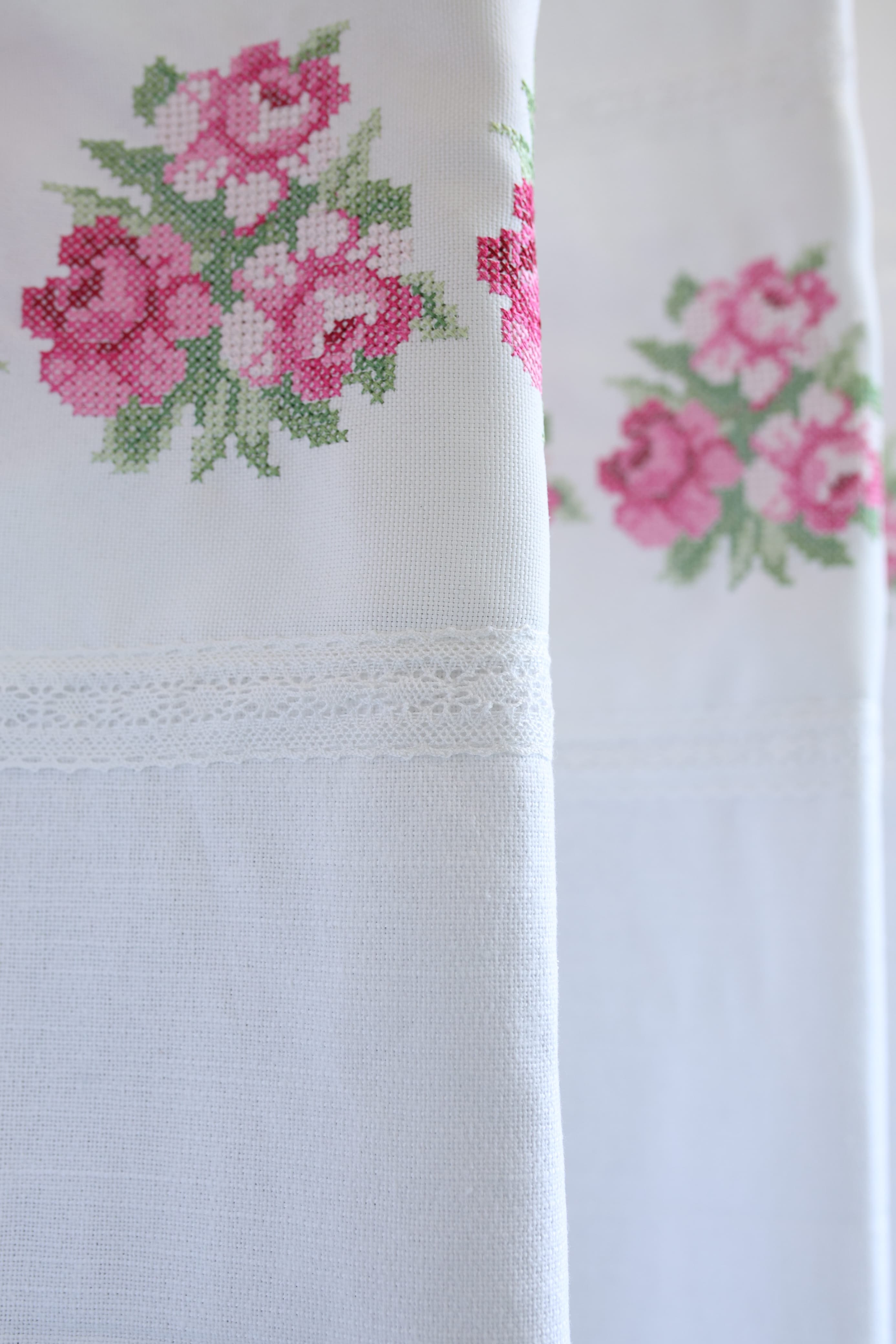 Curtains - Premium Cross Stitch Embroidery Opaque Curtain Lillian roses