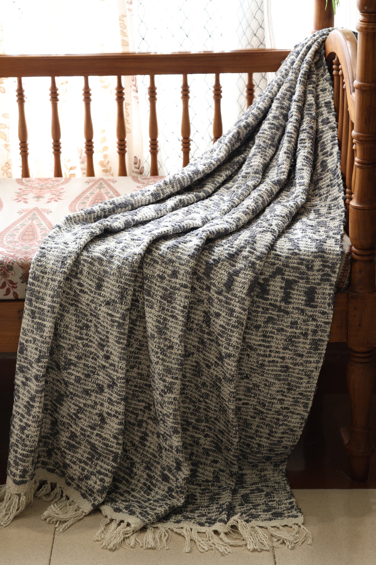 Textured Woven Cotton Sofa Throw