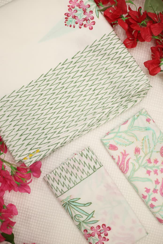 Bedsheets-King Premium Handblock printed bedsheets Whitelily