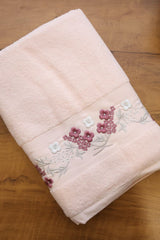 Premium Floral Embroidery  Bath Towel – Pastel