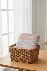 Premium Floral Embroidery  Bath Towel – Pastel (Dusty Pink)