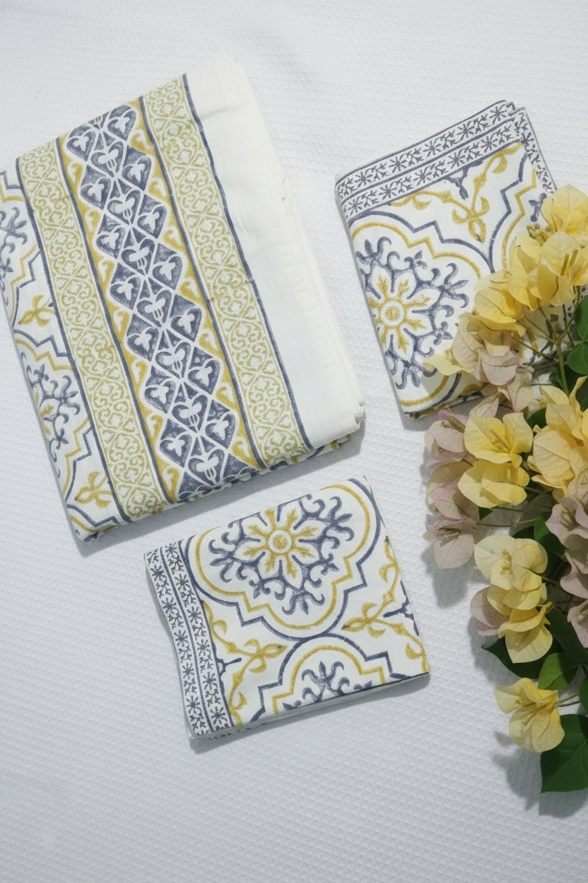 Bedsheets-Queen Premium Handblock printed bedsheets Whitelily