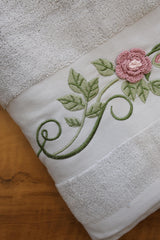 Premium Floral Embroidery  Bath Towel – Pastel