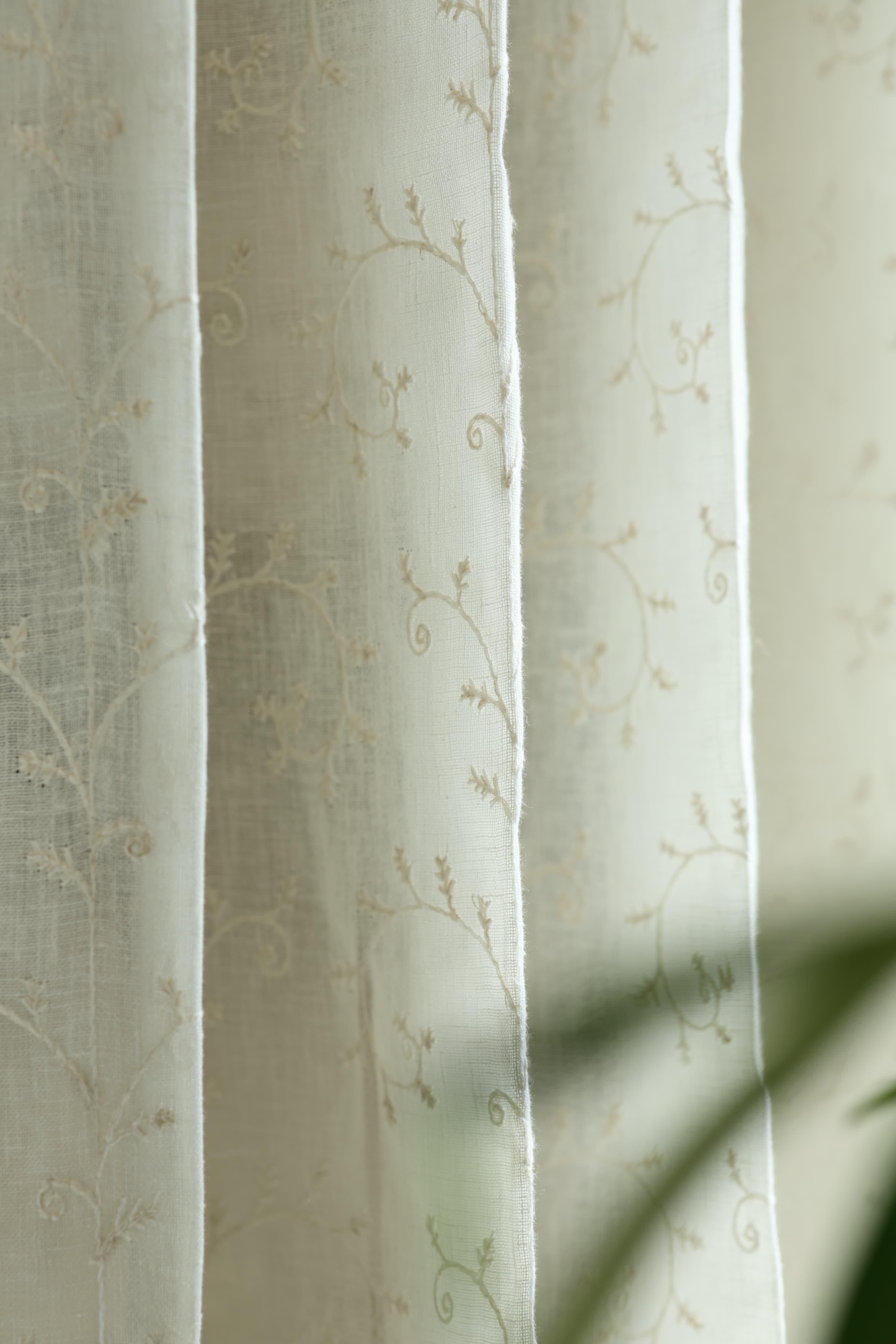 Curtain - Premium Embroidery sheer curtains meera ( off white base) prebooking pearl