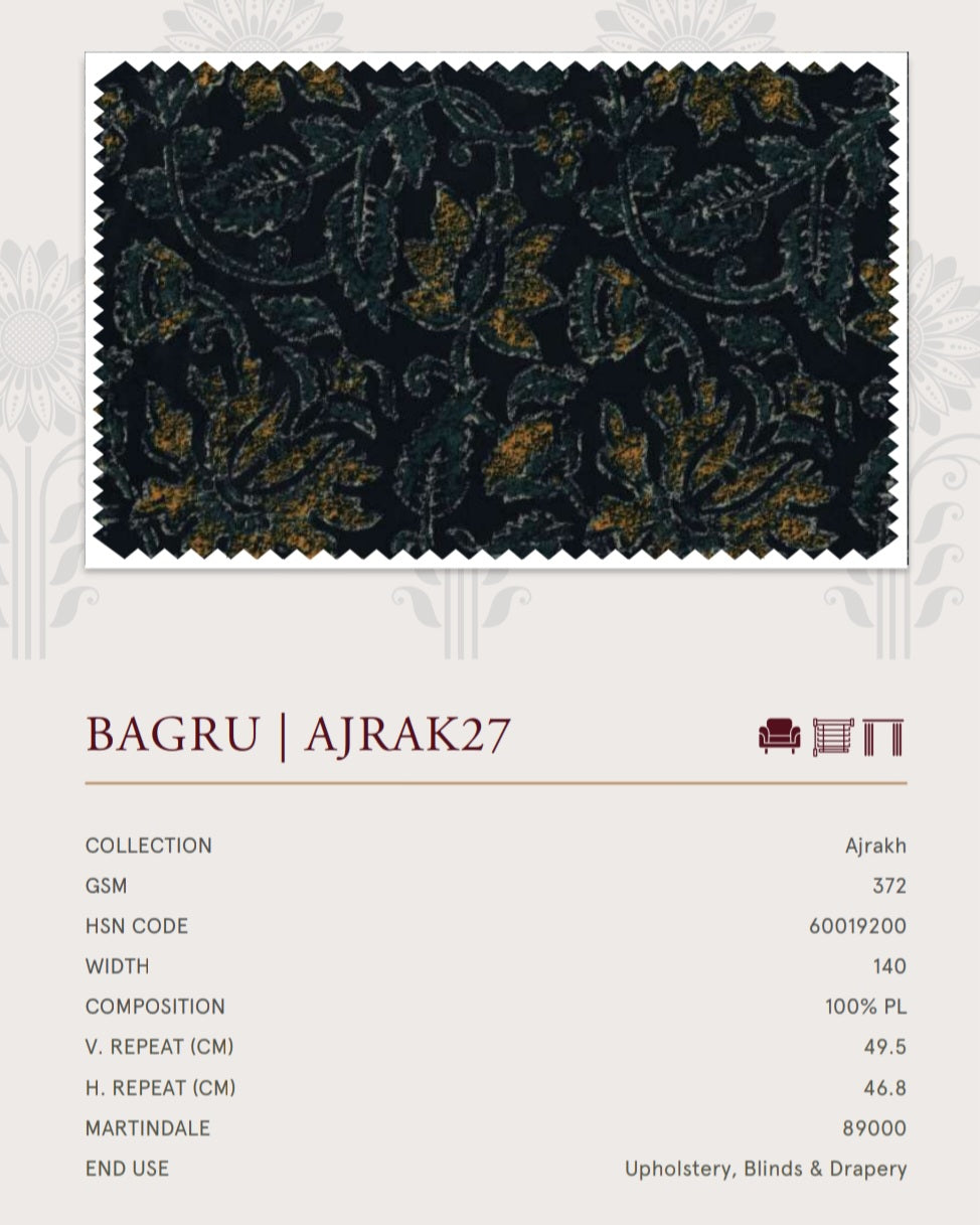 Upholstery fabrics -Ajrakh(Bagru)