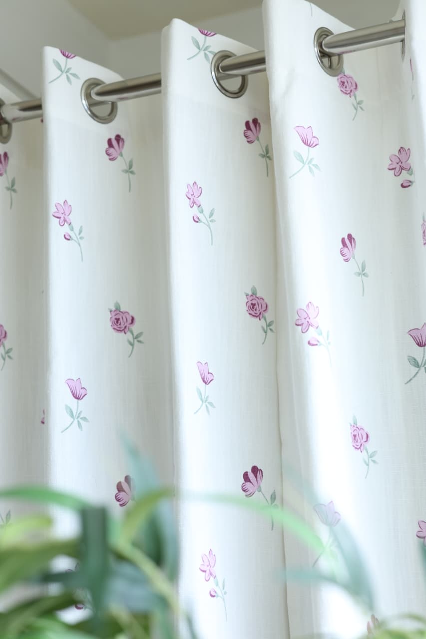 Curtains - Blush Garden Floral Opaque Curtain