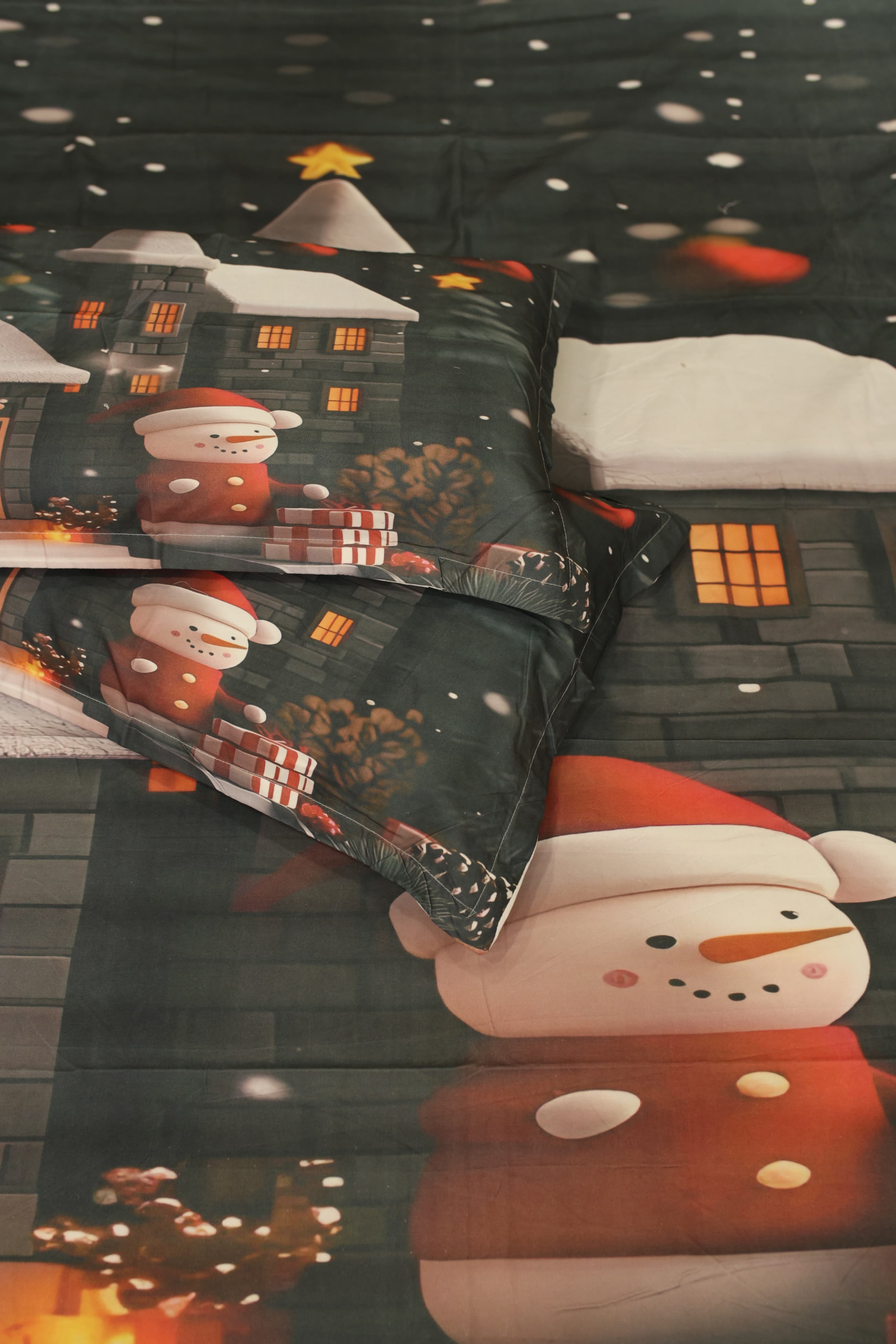 Christmas 7D Panel Print King Size Bedsheet Set - Xmas edition