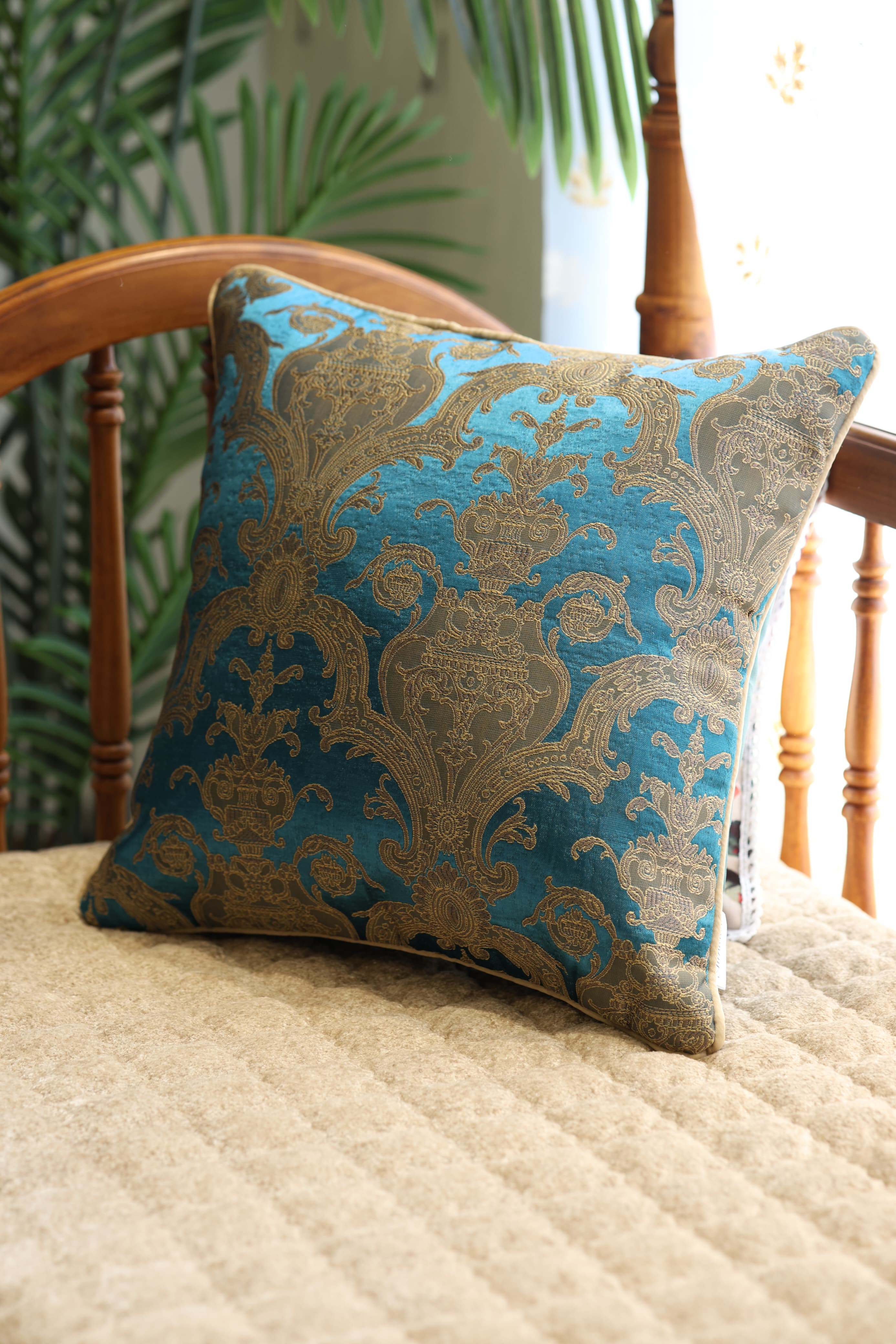 Festive Brocade Damask Cushion Cover