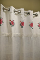 Curtains : Premium designer cross stitch embroidery sheer curtains(7-10 working days to dispatch )
