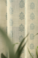 Curtains-Premium embroidered sheer curtains white base
