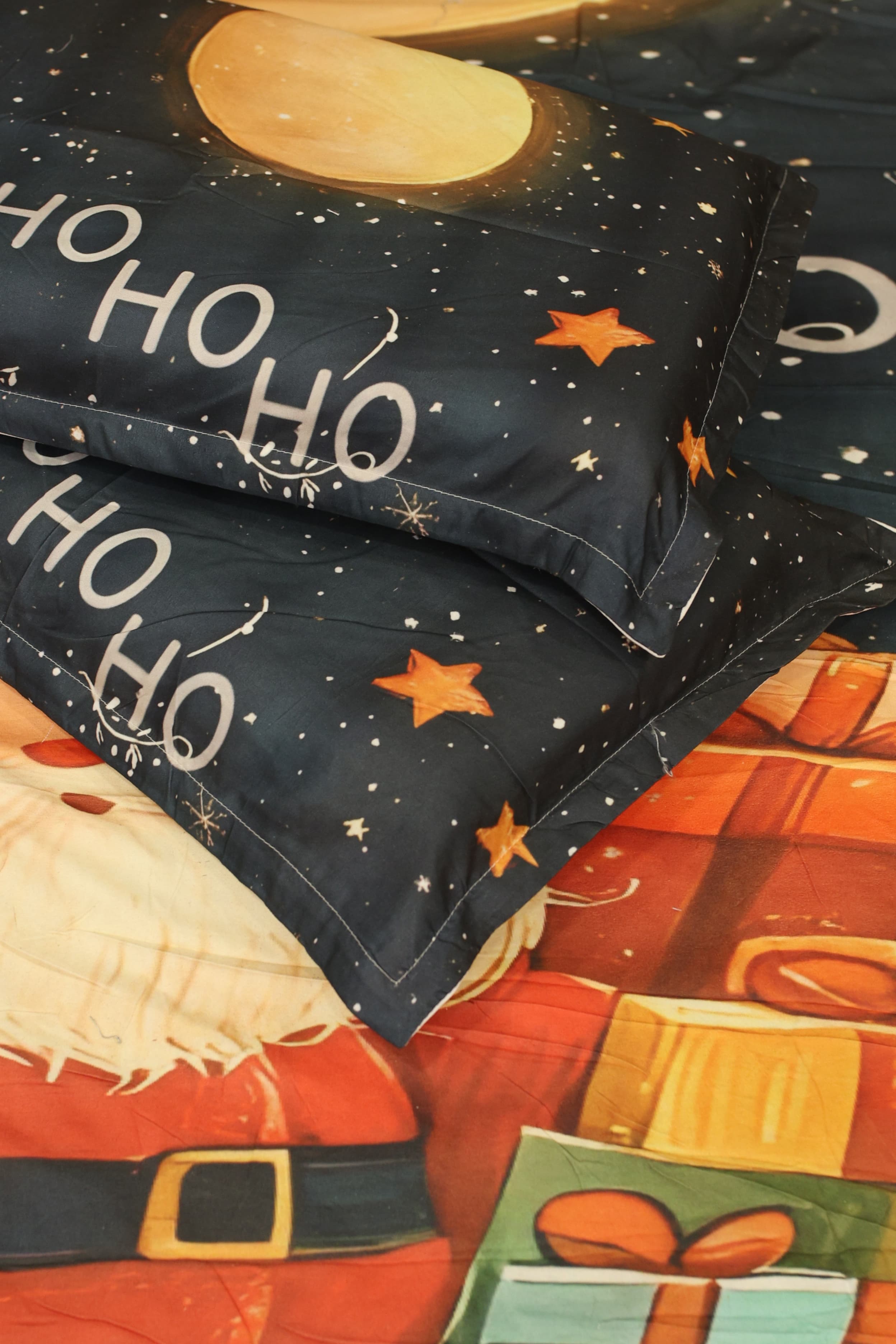 Christmas 7D Panel Print King Size Bedsheet Set - Xmas edition