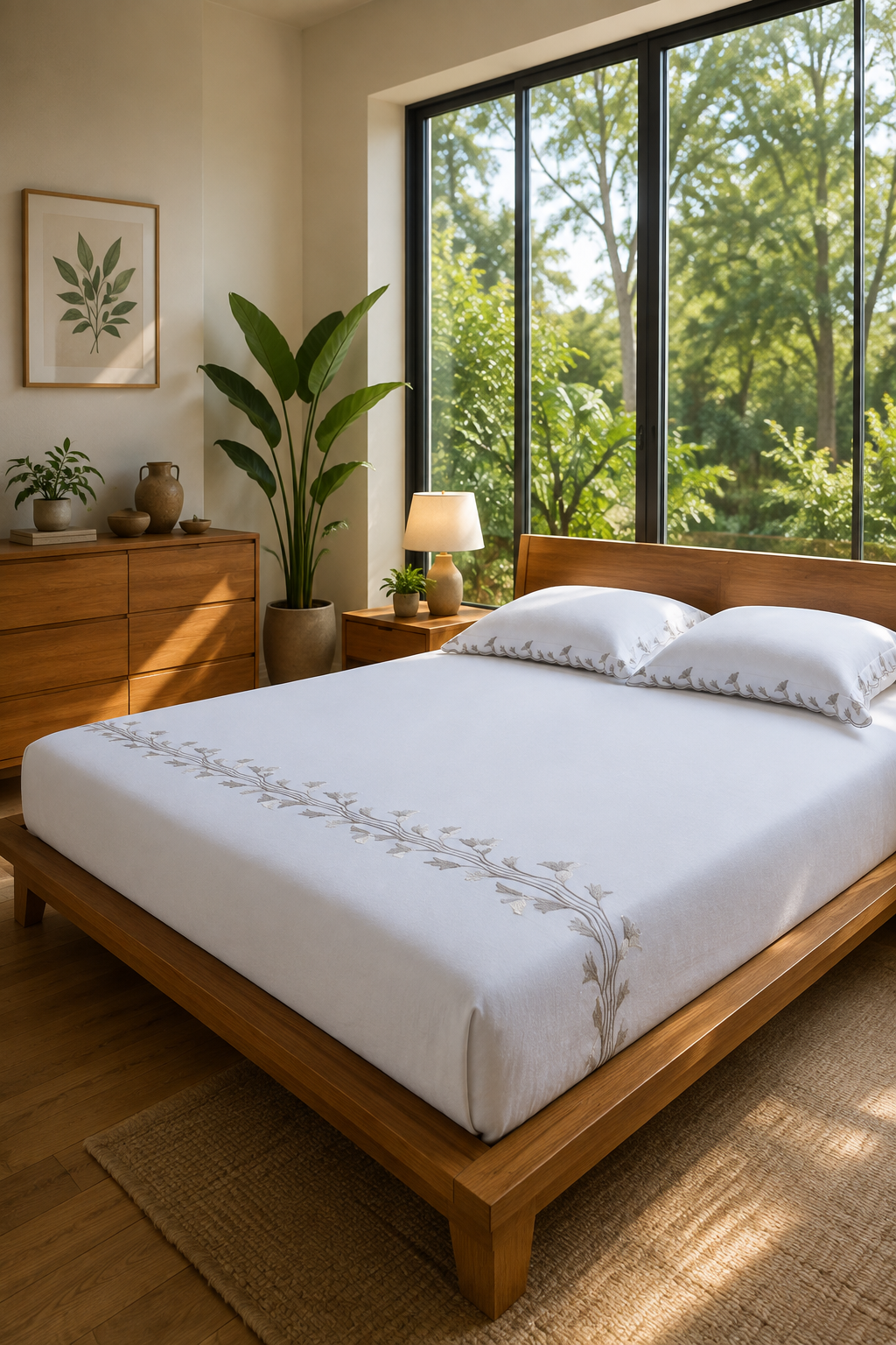 Bedsheets - King Premium machine embroidery bedsheets Sansaar : The White Collection