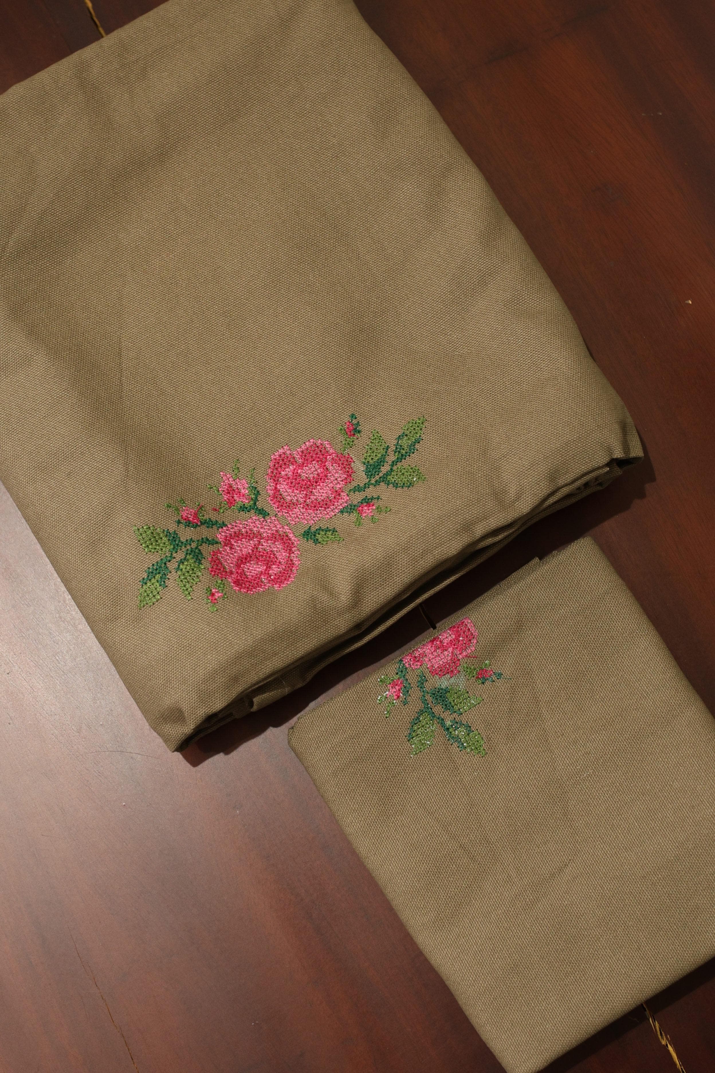 Bedsheets - Single Cross stitch embroidery bedsheets