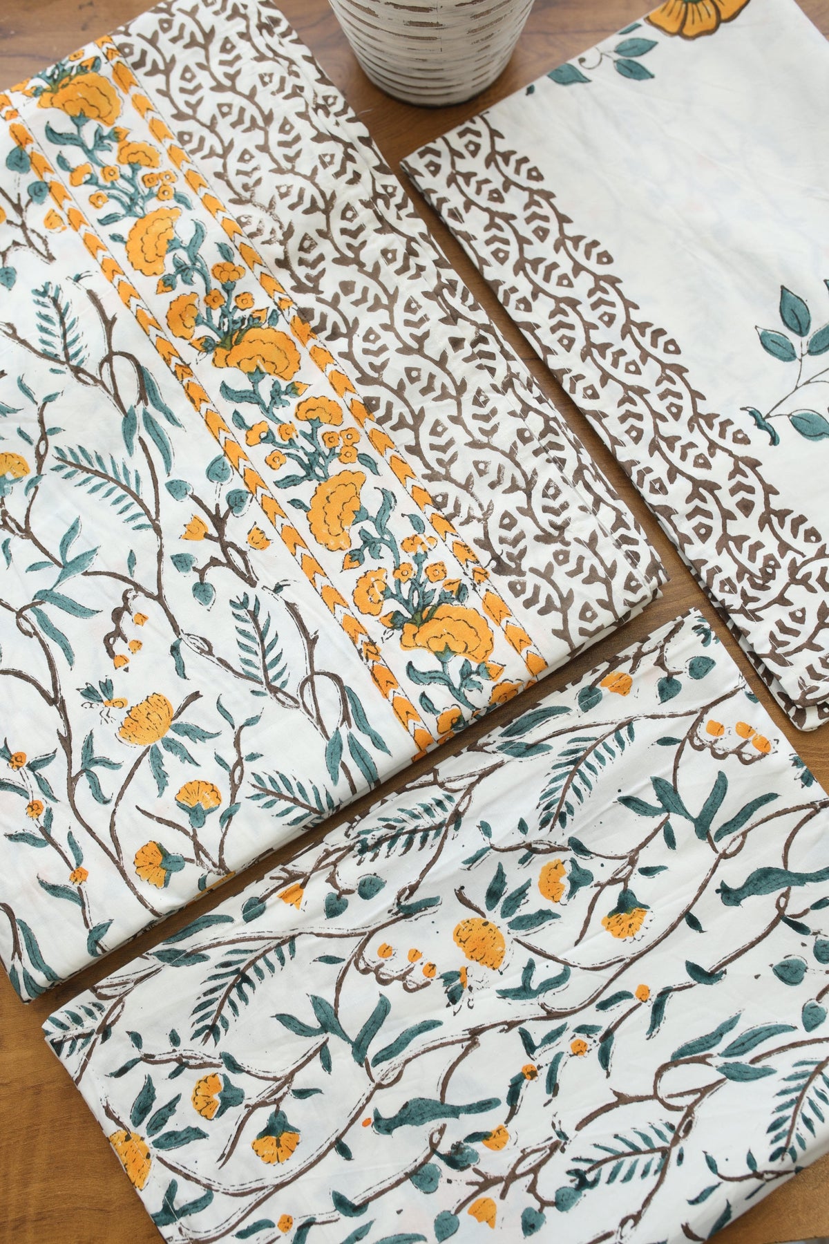 Bedsheets - King percale cotton handblock soft lily  bedsheets