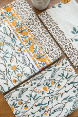 Bedsheets - King percale cotton handblock soft lily  bedsheets