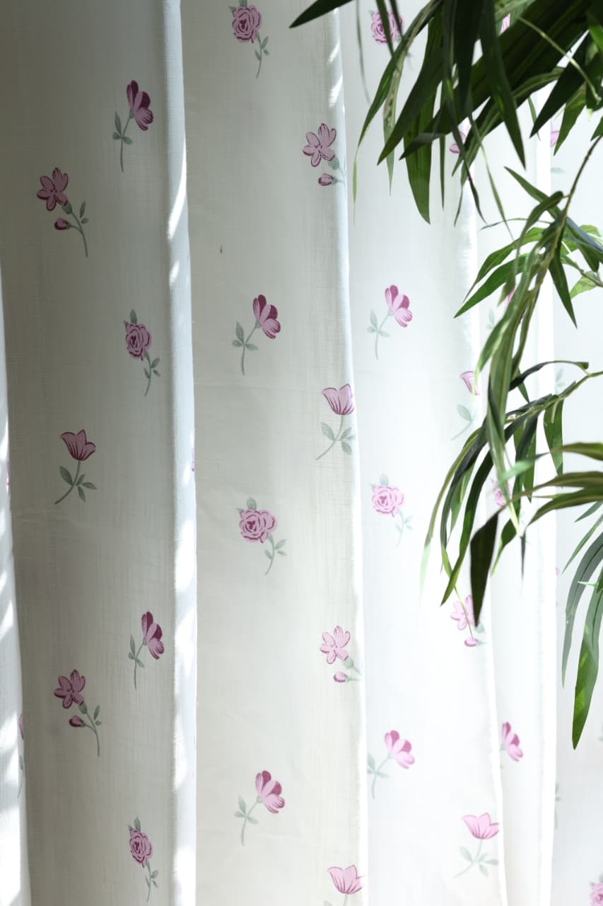 Curtains - Blush Garden Floral Opaque Curtain