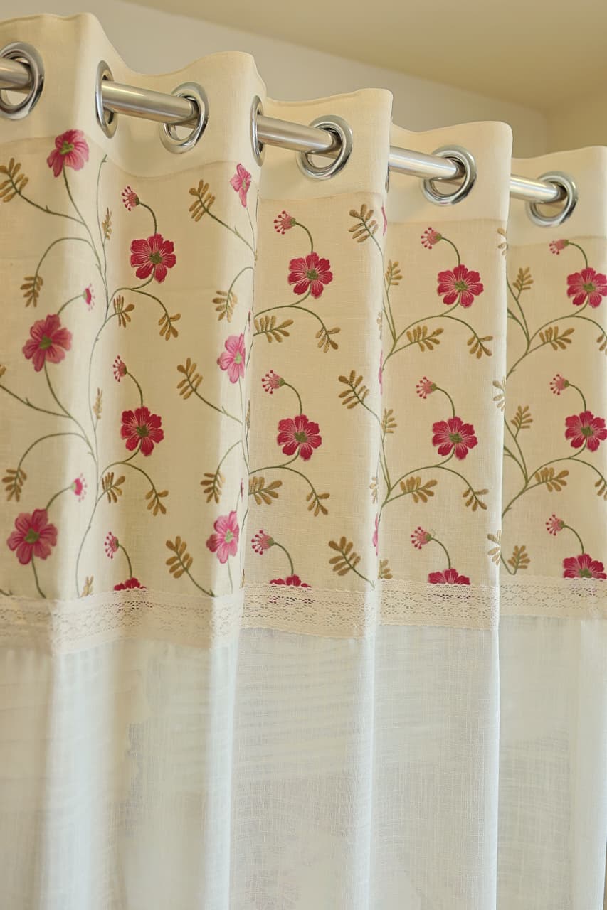 Curtains-Premium embroidered sheer curtains