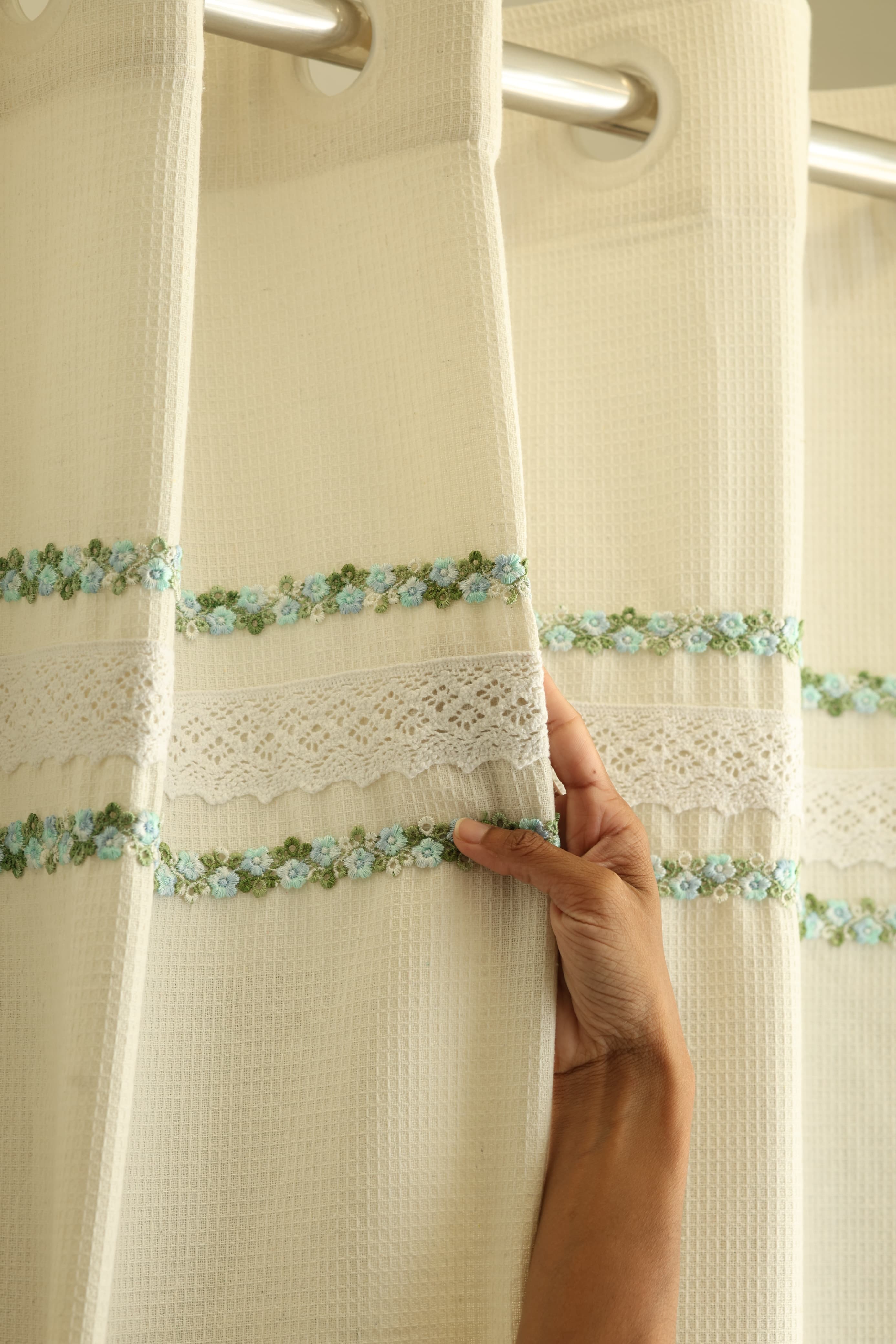 Embroidery Opaque Curtain Rainbow