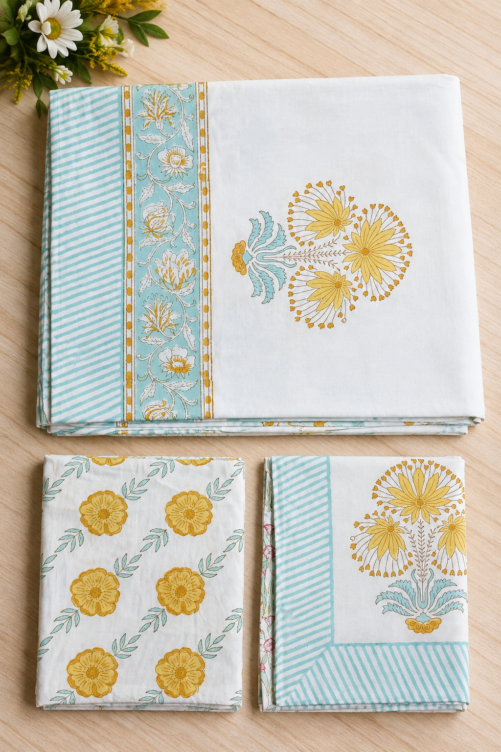 Bedsheets - King Percale cotton handblock print bedsheets