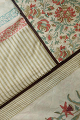 Bedsheets - King percale cotton handblock white lily  bedsheets