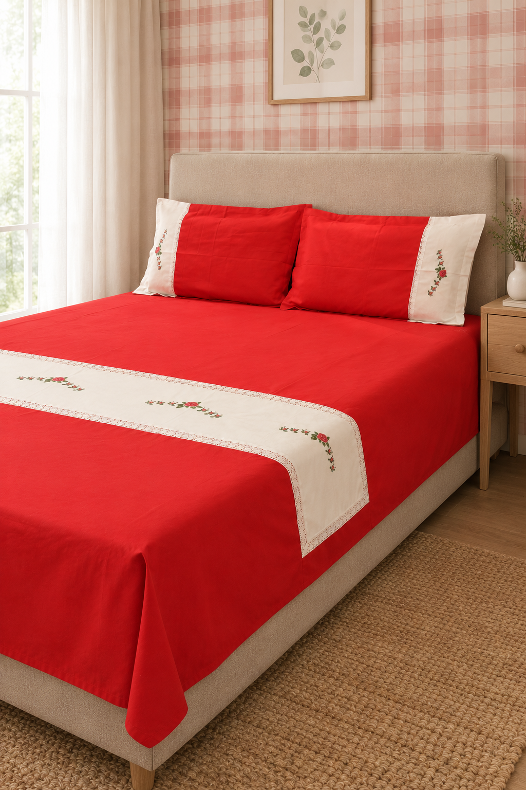 Queen Premium Cross stitch embroidery bedcover - Xmas theme edition