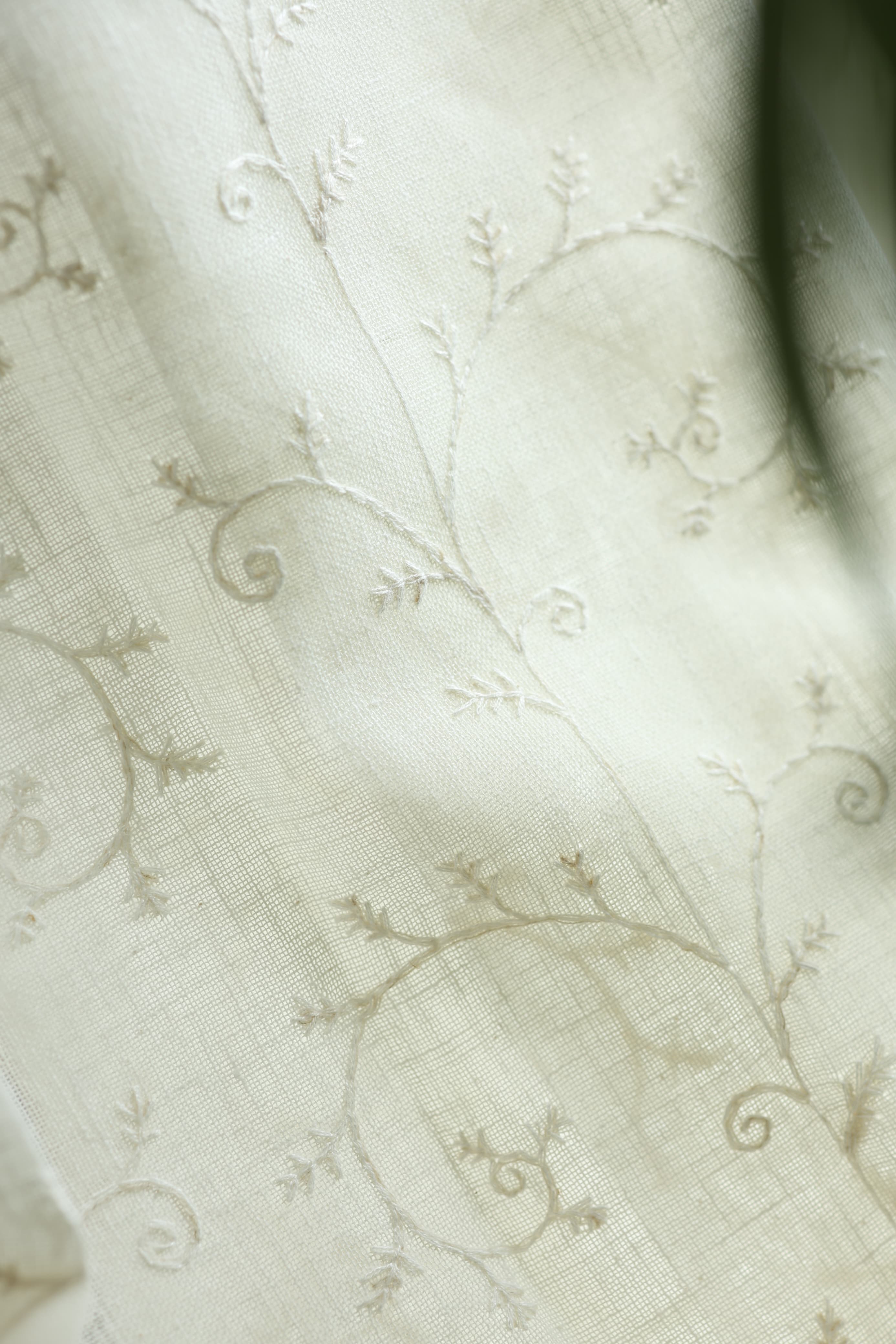 Curtain - Premium Embroidery sheer curtains meera ( off white base) prebooking pearl