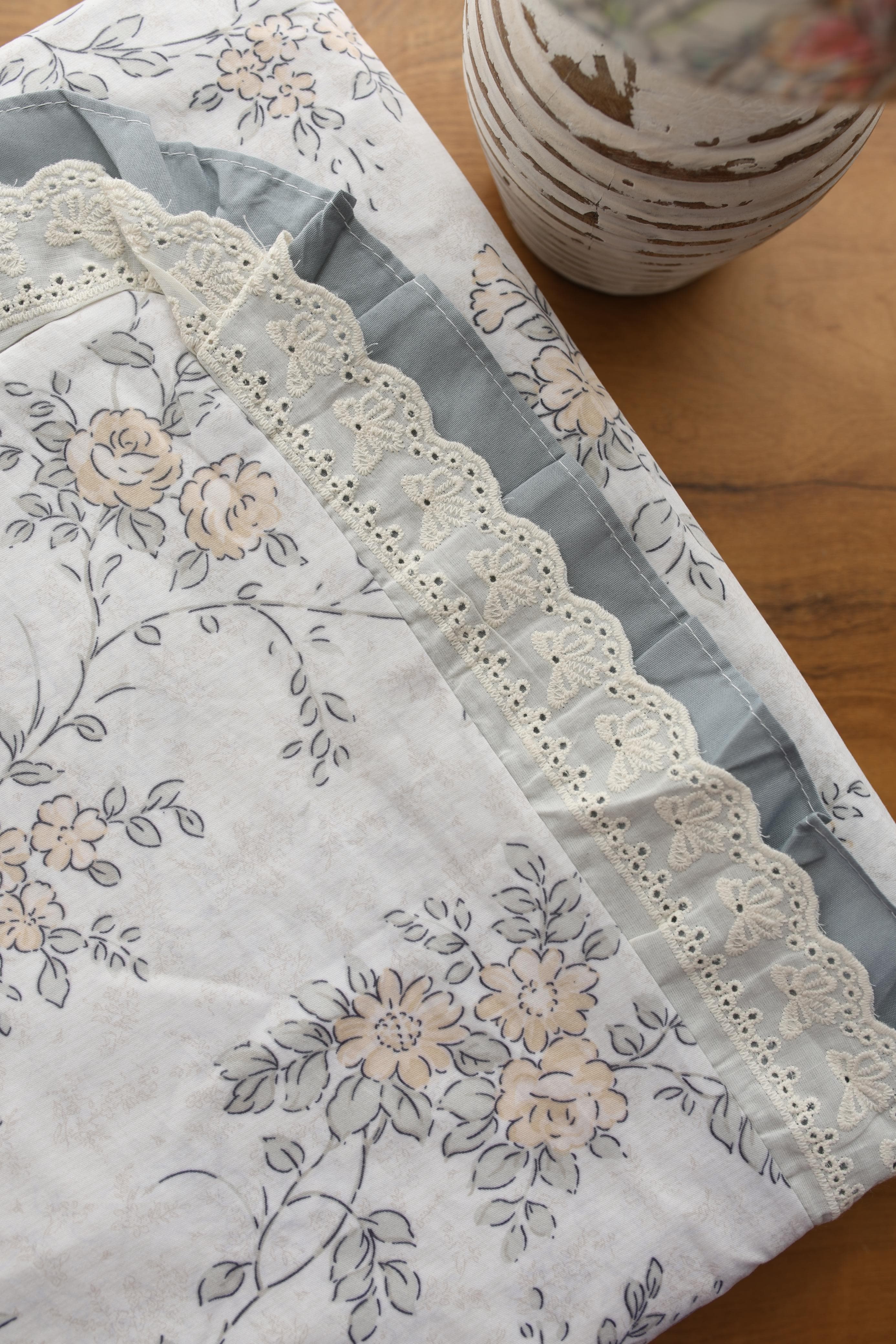 Bedsheets - Premium King soft cotton lace bedsheets majestic