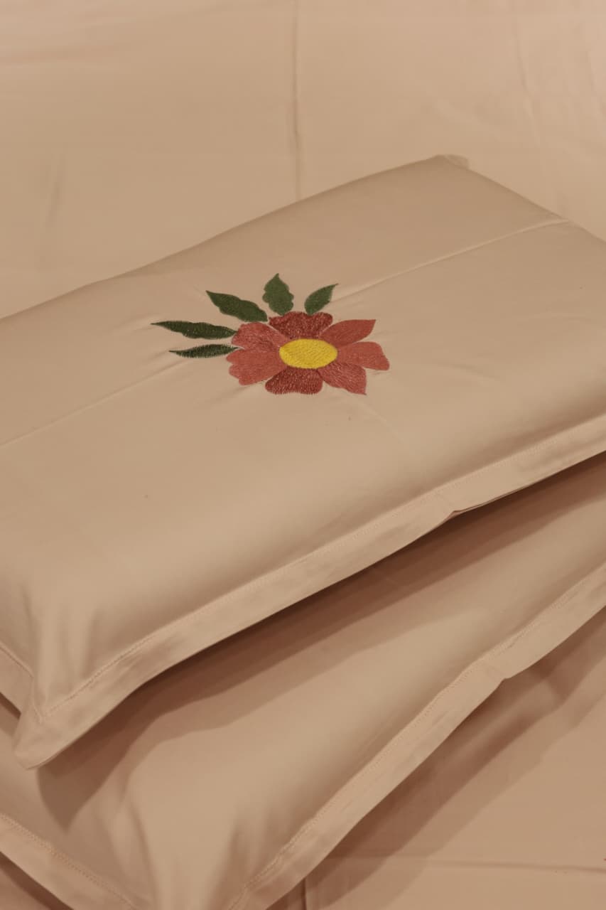 King Size Premium Machine Embroidery Bedsheet Set with 2 Pillow Covers (108x108")