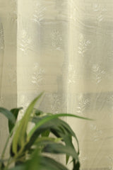 Curtains -Premium embroidered sheer curtain white colour (lightening difference )