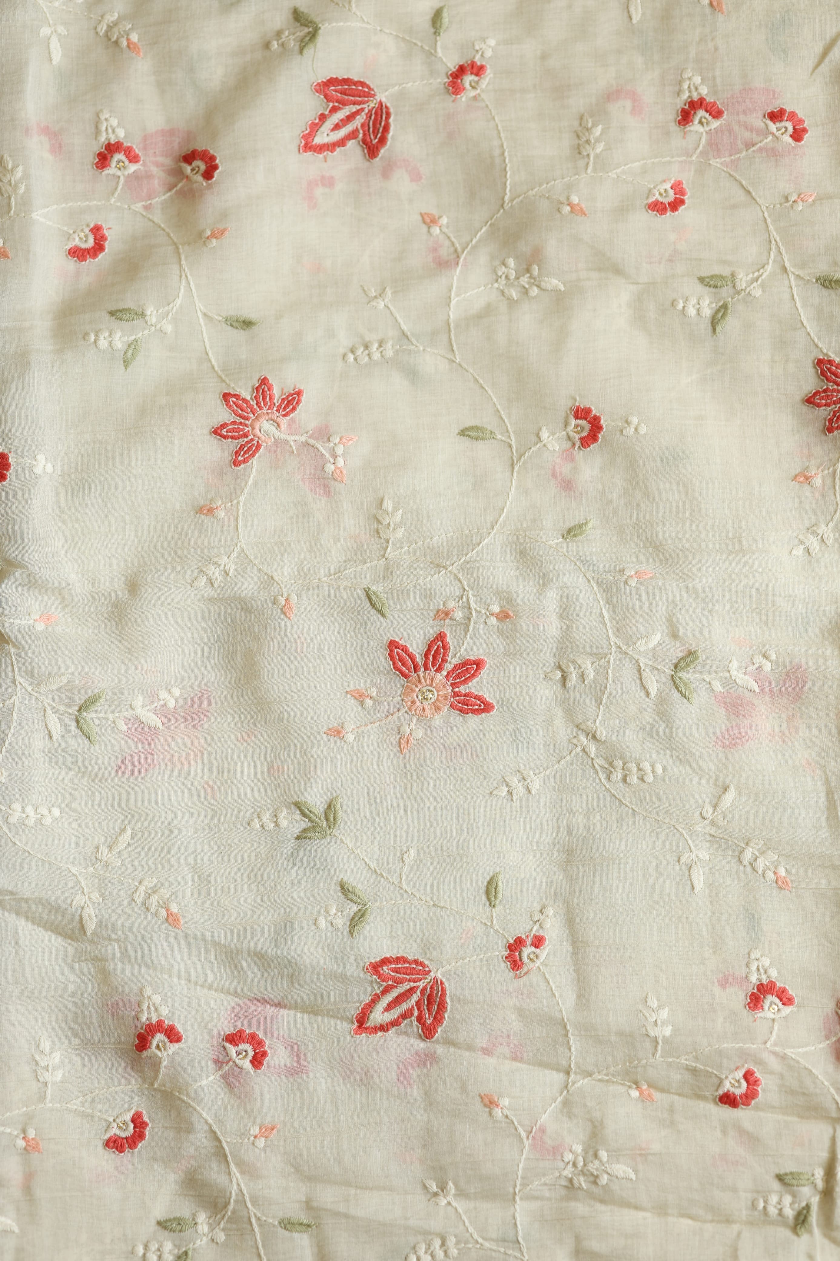 Fabrics - Chanderi embroidery kurti fabric