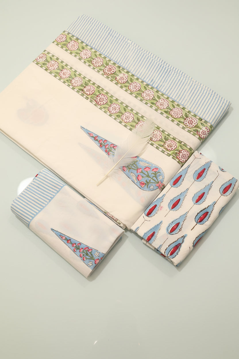 Bedsheets - King Percale cotton handblock bedsheets