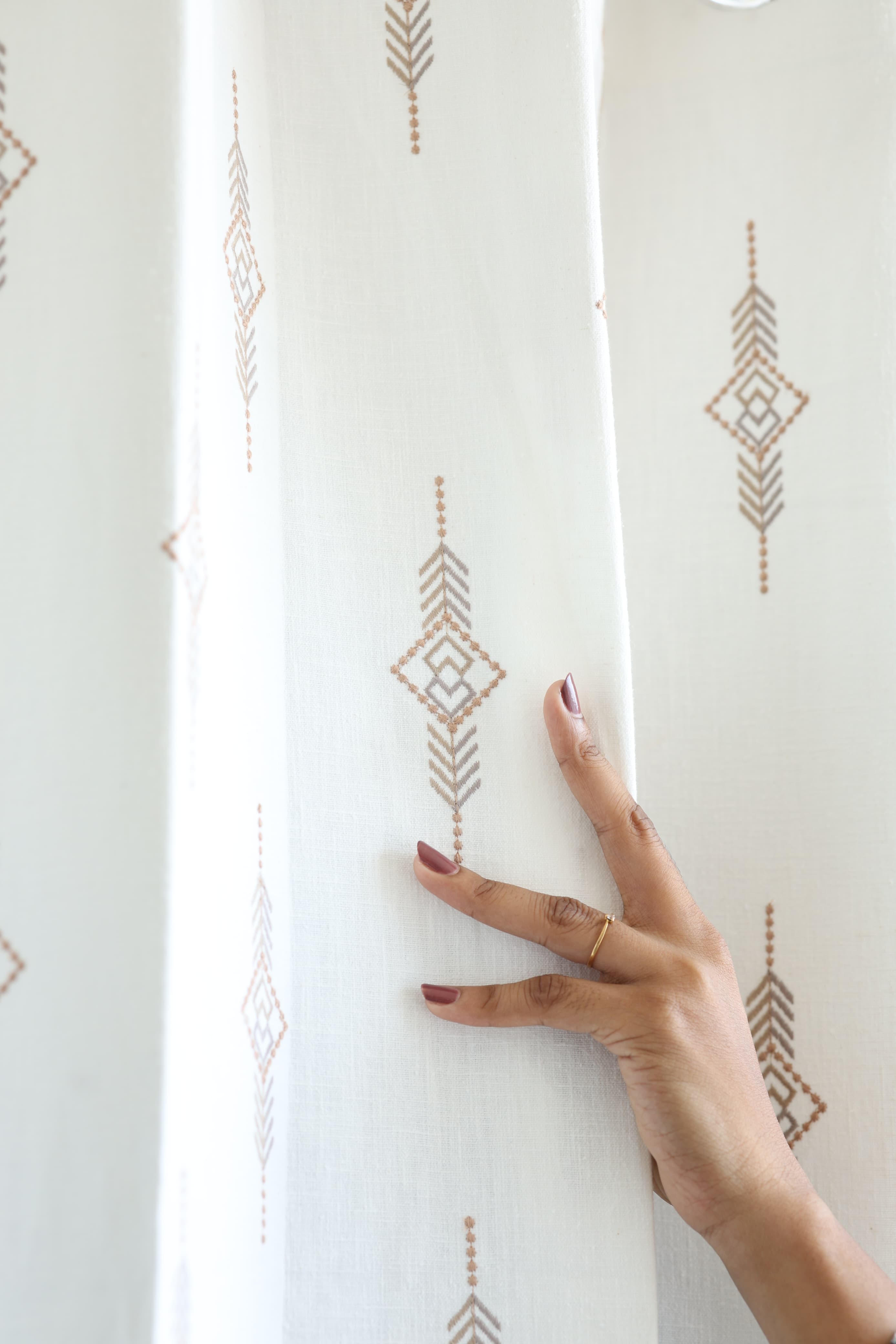 Premium Embroidery Opaque Curtain – Geometric Diamond Pattern   Prebooking