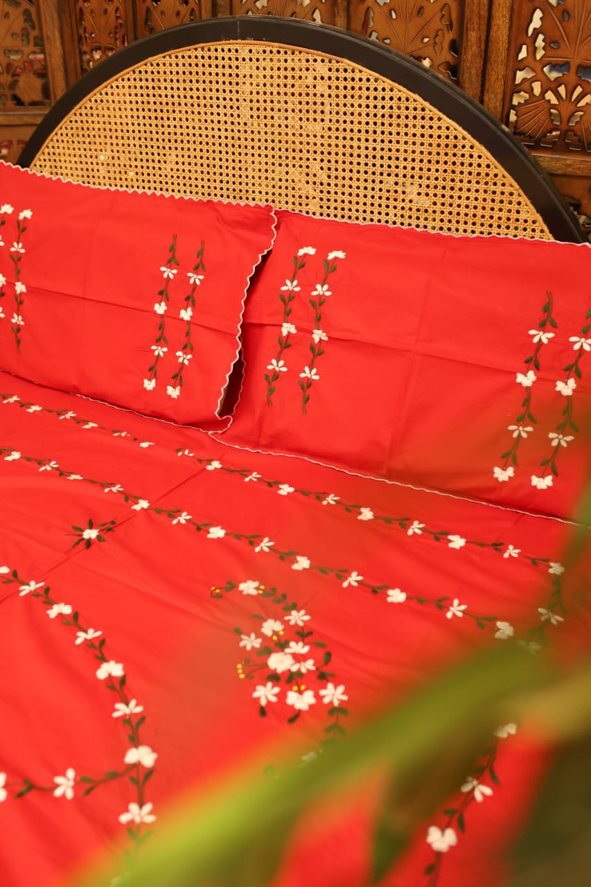 Bedsheets:Queen premium hand embroidered bedsheets HEQ