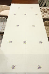 Table cloth - 6 seater cross stitch embroidery white base